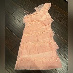 Pink one shoulder mini dress